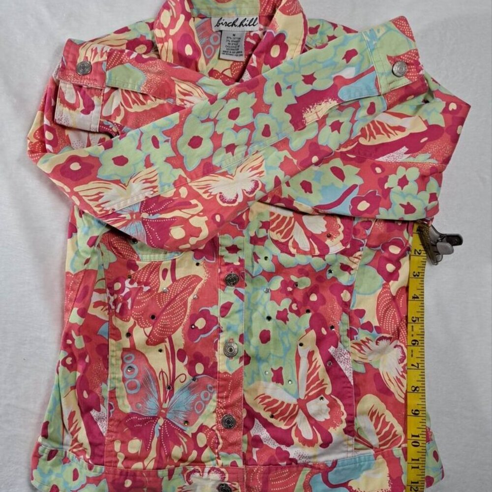 Birch Hill Casual Women's Jewel Jacket Size Medium‎ Pink Multicolor - Picture 9 of 11